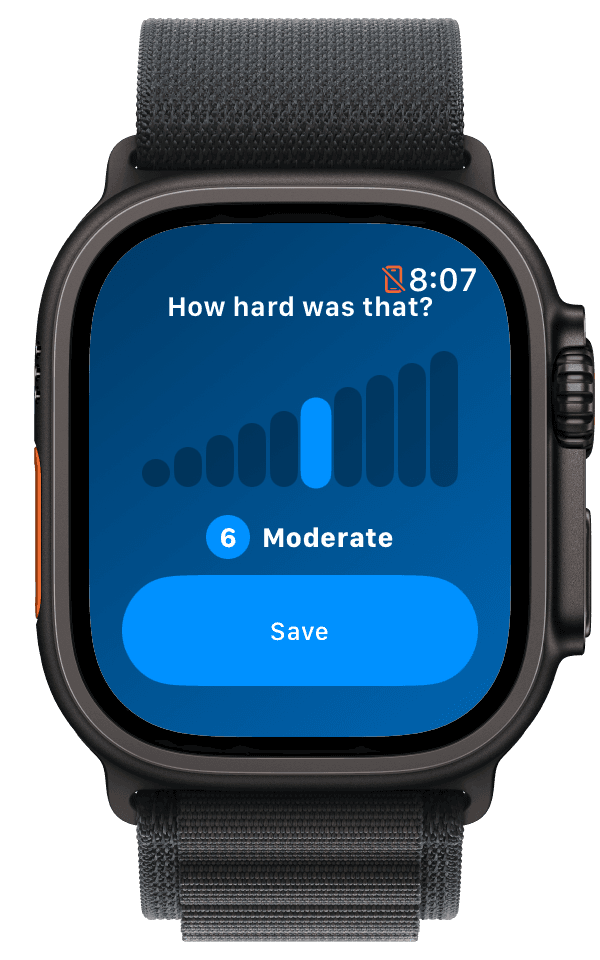 Post-run: rate how hard the workout felt